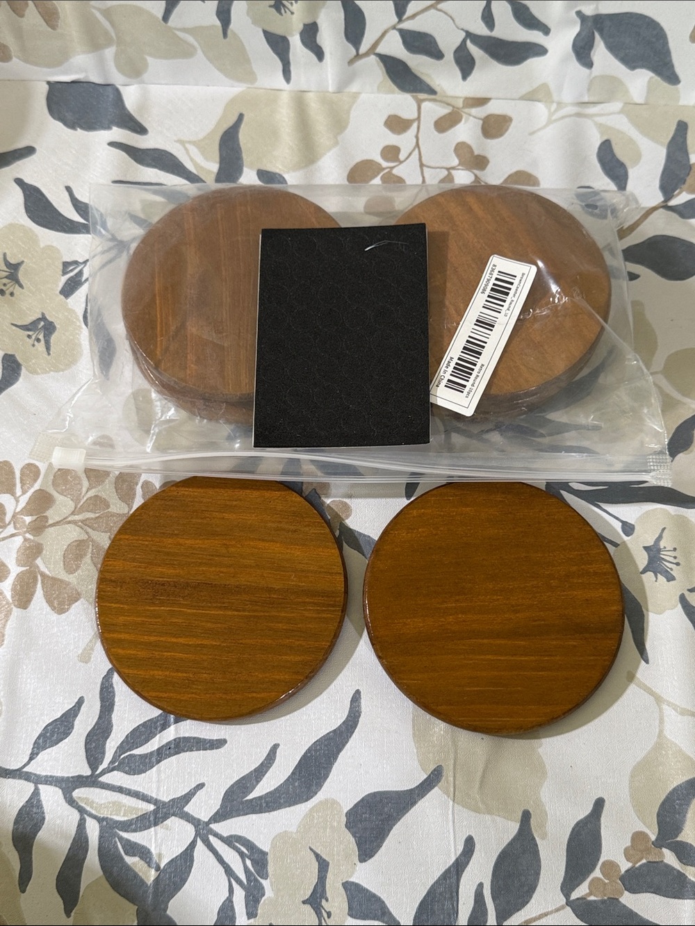NWT Natural Dark Wood Round Coasters - Set of 10
